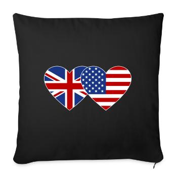 United Kingdom USA Flag Heart - Sofa pillowcase 17,3'' x 17,3'' (45 x 45 cm) - black - Front