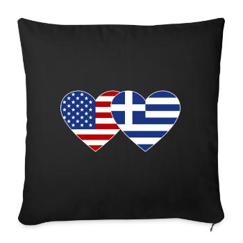 États-Unis Grèce Flag Heart - Housse de coussin décorative 45 x 45 cm - noir - Devant