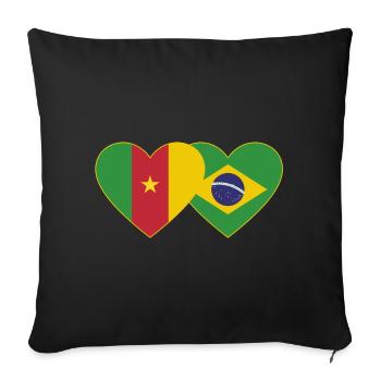 Cameroun Brésil Flag Coeur - Housse de coussin décorative 45 x 45 cm - noir - Devant