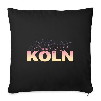 Köln Deutschland Stadt Schrift Vögel Skyline - Sofakissenbezug 45 x 45 cm - Schwarz - Vorne