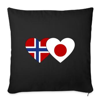 Norvège Japon Flag Coeur - Housse de coussin décorative 45 x 45 cm - noir - Devant