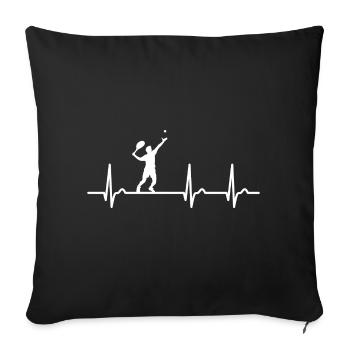 Courbe ECG - courbe cardiaque - sport - service de tennis - Housse de coussin décorative 45 x 45 cm - noir - Devant