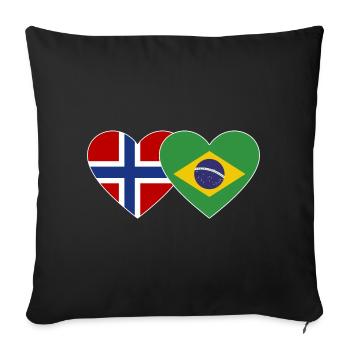 Norvège Brésil Flag Heart - Housse de coussin décorative 45 x 45 cm - noir - Devant