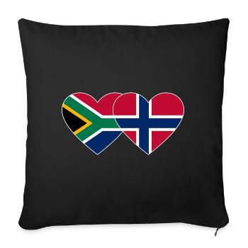 South Africa Norway Flag Heart White Outline - Sofa pillowcase 17,3'' x 17,3'' (45 x 45 cm) - black - Front