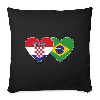 Croatie Brésil Flag Coeur - Housse de coussin décorative 45 x 45 cm - noir - Devant