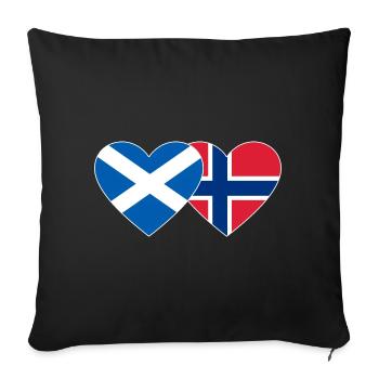 Écosse Norvège Flag Heart - Housse de coussin décorative 45 x 45 cm - noir - Devant