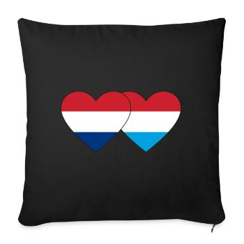 Cœur de drapeau luxembourgeois de Hollande - Housse de coussin décorative 45 x 45 cm - noir - Devant