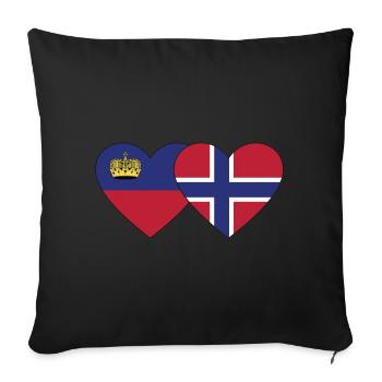 Liechtenstein Norwegen Flagge Herz - Sofakissenbezug 45 x 45 cm - Schwarz - Vorne