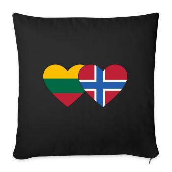 Lithuania Norway Flag Heart - Sofa pillowcase 17,3'' x 17,3'' (45 x 45 cm) - black - Front