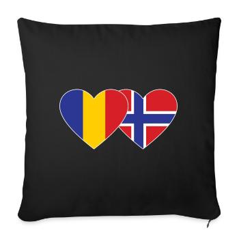 Roumanie Norvège Flag Coeur - Housse de coussin décorative 45 x 45 cm - noir - Devant