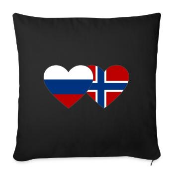 Russia Norway Flag Heart - Sofa pillowcase 17,3'' x 17,3'' (45 x 45 cm) - black - Front