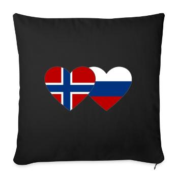 Norway Russia Flag Heart - Sofa pillowcase 17,3'' x 17,3'' (45 x 45 cm) - black - Front