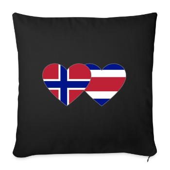 Norway Costa Rica Flag Heart - Sofa pillowcase 17,3'' x 17,3'' (45 x 45 cm) - black - Front