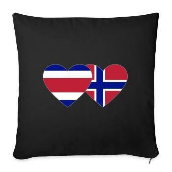 Costa Rica Norvège Flag Coeur - Housse de coussin décorative 45 x 45 cm - noir - Devant