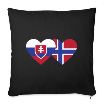 Slovakia Norway Flag Heart - Sofa pillowcase 17,3'' x 17,3'' (45 x 45 cm) - black - Front
