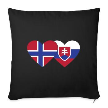 Norway Slovakia Flag Heart - Sofa pillowcase 17,3'' x 17,3'' (45 x 45 cm) - black - Front