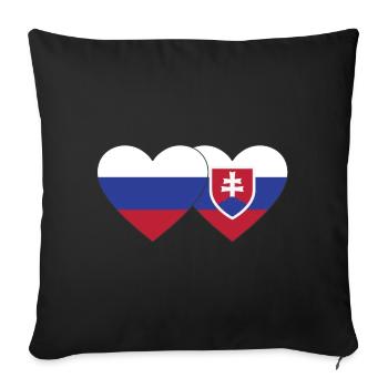 Russia Slovakia Flag Heart - Sofa pillowcase 17,3'' x 17,3'' (45 x 45 cm) - black - Front
