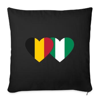 Belgium Nigeria Flag Heart - Sofa pillowcase 17,3'' x 17,3'' (45 x 45 cm) - black - Front
