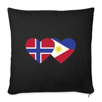 Norway Philippines Flag Heart - Sofa pillowcase 17,3'' x 17,3'' (45 x 45 cm) - black - Front