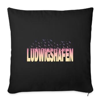 Ludwigshafen Germany City Birds Skyline - Sofa pillowcase 17,3'' x 17,3'' (45 x 45 cm) - black - Front