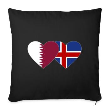 Katar Island Flagge Herz - Sofakissenbezug 45 x 45 cm - Schwarz - Vorne