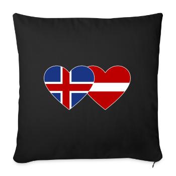 Island Lettland Flagge Herz - Sofakissenbezug 45 x 45 cm - Schwarz - Vorne
