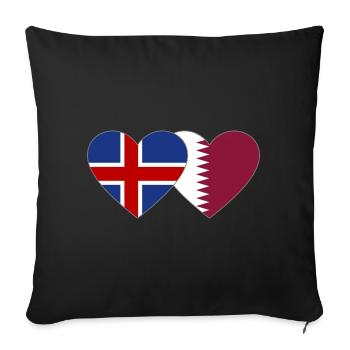 Iceland Qatar Flag Heart - Sofa pillowcase 17,3'' x 17,3'' (45 x 45 cm) - black - Front
