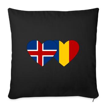 Iceland Romania Flag Heart - Sofa pillowcase 17,3'' x 17,3'' (45 x 45 cm) - black - Front