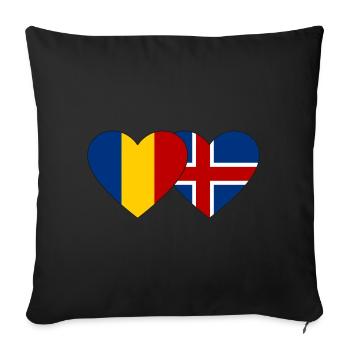 Roumanie Islande Flag Heart - Housse de coussin décorative 45 x 45 cm - noir - Devant
