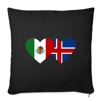 Mexico Iceland Flag Heart - Sofa pillowcase 17,3'' x 17,3'' (45 x 45 cm) - black - Front