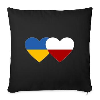 Ukraine Poland Flag Heart - Sofa pillowcase 17,3'' x 17,3'' (45 x 45 cm) - black - Front