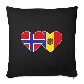 Norway Moldova Flag Heart - Sofa pillowcase 17,3'' x 17,3'' (45 x 45 cm) - black - Front