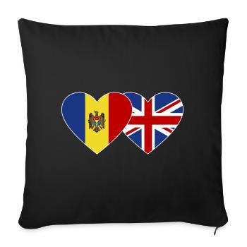 Moldova England Flag Heart - Sofa pillowcase 17,3'' x 17,3'' (45 x 45 cm) - black - Front