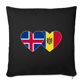 Iceland Moldova Flag Heart - Sofa pillowcase 17,3'' x 17,3'' (45 x 45 cm) - black - Front