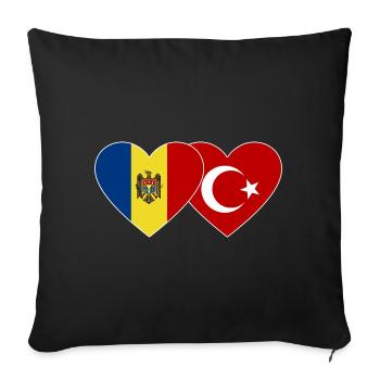 Moldova Turkey Flag Heart - Sofa pillowcase 17,3'' x 17,3'' (45 x 45 cm) - black - Front