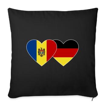 Moldova Germany Flag Heart - Sofa pillowcase 17,3'' x 17,3'' (45 x 45 cm) - black - Front