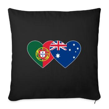 Portugal Australien Flagge Herz - Sofakissenbezug 45 x 45 cm - Schwarz - Vorne