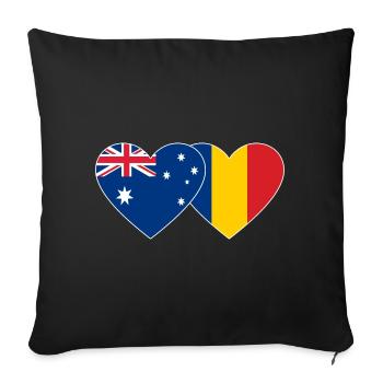 Australia Romania Flag Heart - Sofa pillowcase 17,3'' x 17,3'' (45 x 45 cm) - black - Front