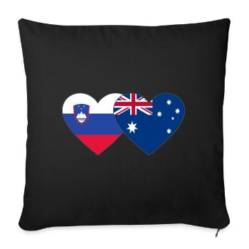Slovénie Australie Drapeau Coeur - Housse de coussin décorative 45 x 45 cm - noir - Devant