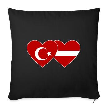 Turkey Latvia Flag Heart - Sofa pillowcase 17,3'' x 17,3'' (45 x 45 cm) - black - Front