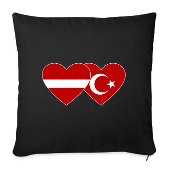 Lettland Türkei Flagge Herz - Sofakissenbezug 45 x 45 cm - Schwarz - Vorne