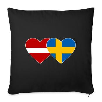 Lettland Schweden Flagge Herz - Sofakissenbezug 45 x 45 cm - Schwarz - Vorne