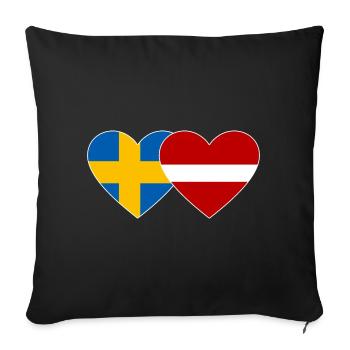 Schweden Lettland Flagge Herz - Sofakissenbezug 45 x 45 cm - Schwarz - Vorne