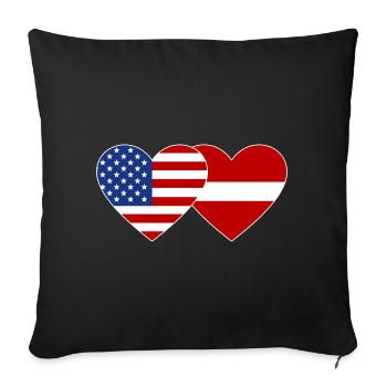 USA Lettland Flagge Herz - Sofakissenbezug 45 x 45 cm - Schwarz - Vorne