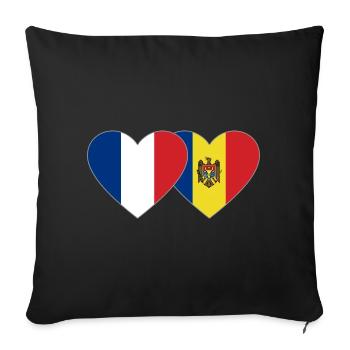 France Moldova Flag Heart - Sofa pillowcase 17,3'' x 17,3'' (45 x 45 cm) - black - Front