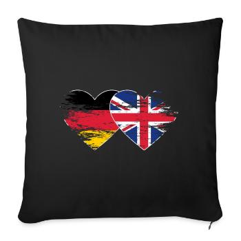 Germany United Kingdom flag used heart - Sofa pillowcase 17,3'' x 17,3'' (45 x 45 cm) - black - Front