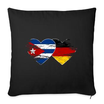 Cuba Germany flag used heart - Sofa pillowcase 17,3'' x 17,3'' (45 x 45 cm) - black - Front