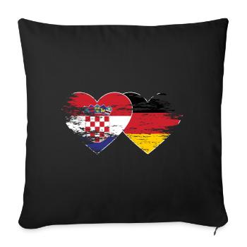 Croatia Germany flag used heart - Sofa pillowcase 17,3'' x 17,3'' (45 x 45 cm) - black - Front