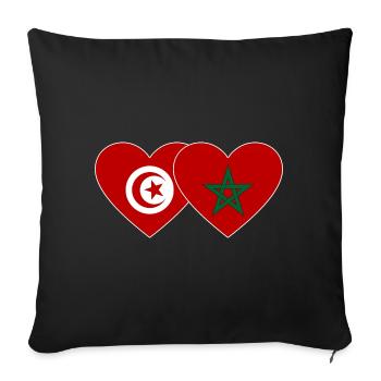 Tunisie Maroc Drapeau Coeur - Housse de coussin décorative 45 x 45 cm - noir - Devant