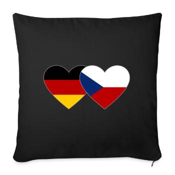 Deutschland Tschechien Flagge Herz - Sofakissenbezug 45 x 45 cm - Schwarz - Vorne